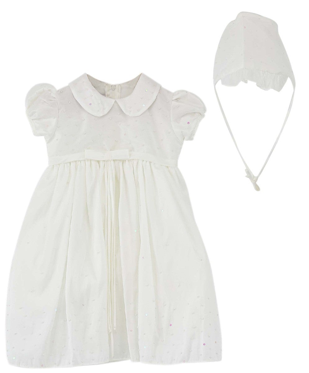 Robe de Baptême 2 Pièces à Smocks pour Fillettes - Blanc