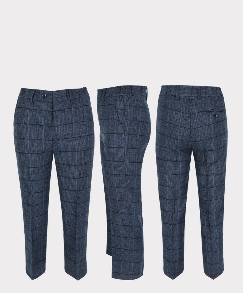 Costume en Tweed à Chevrons Tailored Fit Bleu pour Garçons - Bleu