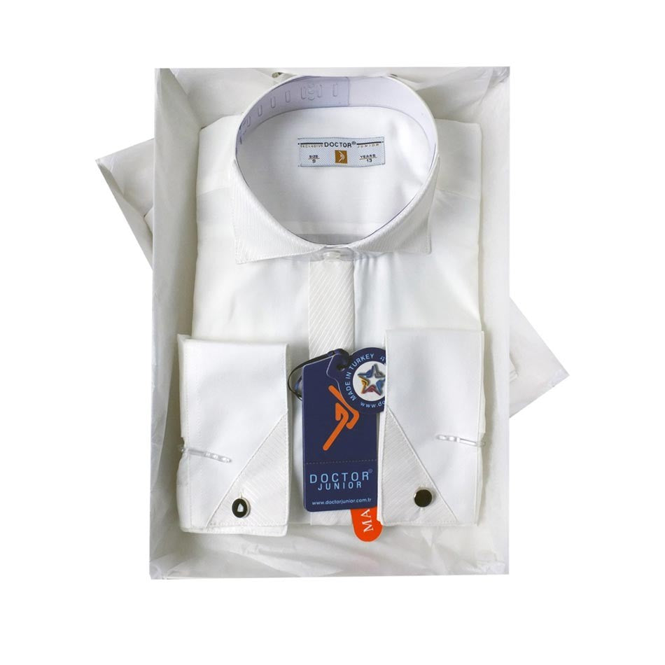 Chemise à Col Cassé avec Boutons de Manchette pour Garçons - ATAYAKA - Crème