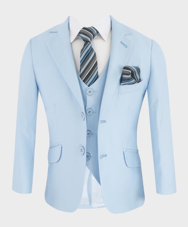 Boys Solid Tailored Fit Communion Suit Set - Light Blue