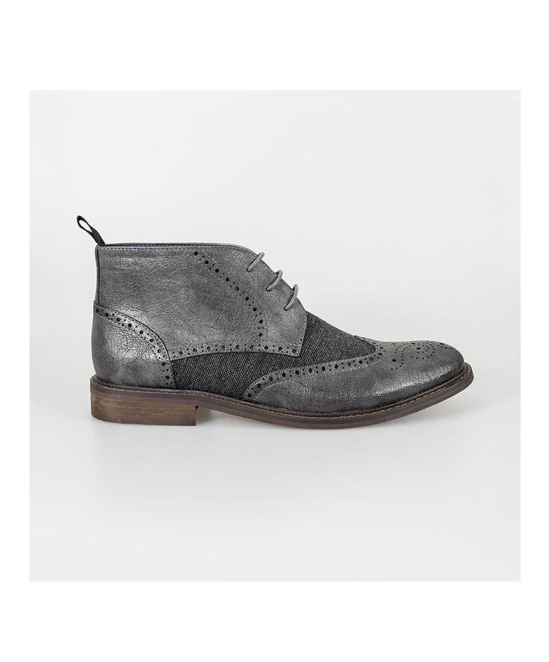 Bottines brogue en tweed pour hommes - CURTIS - Gris