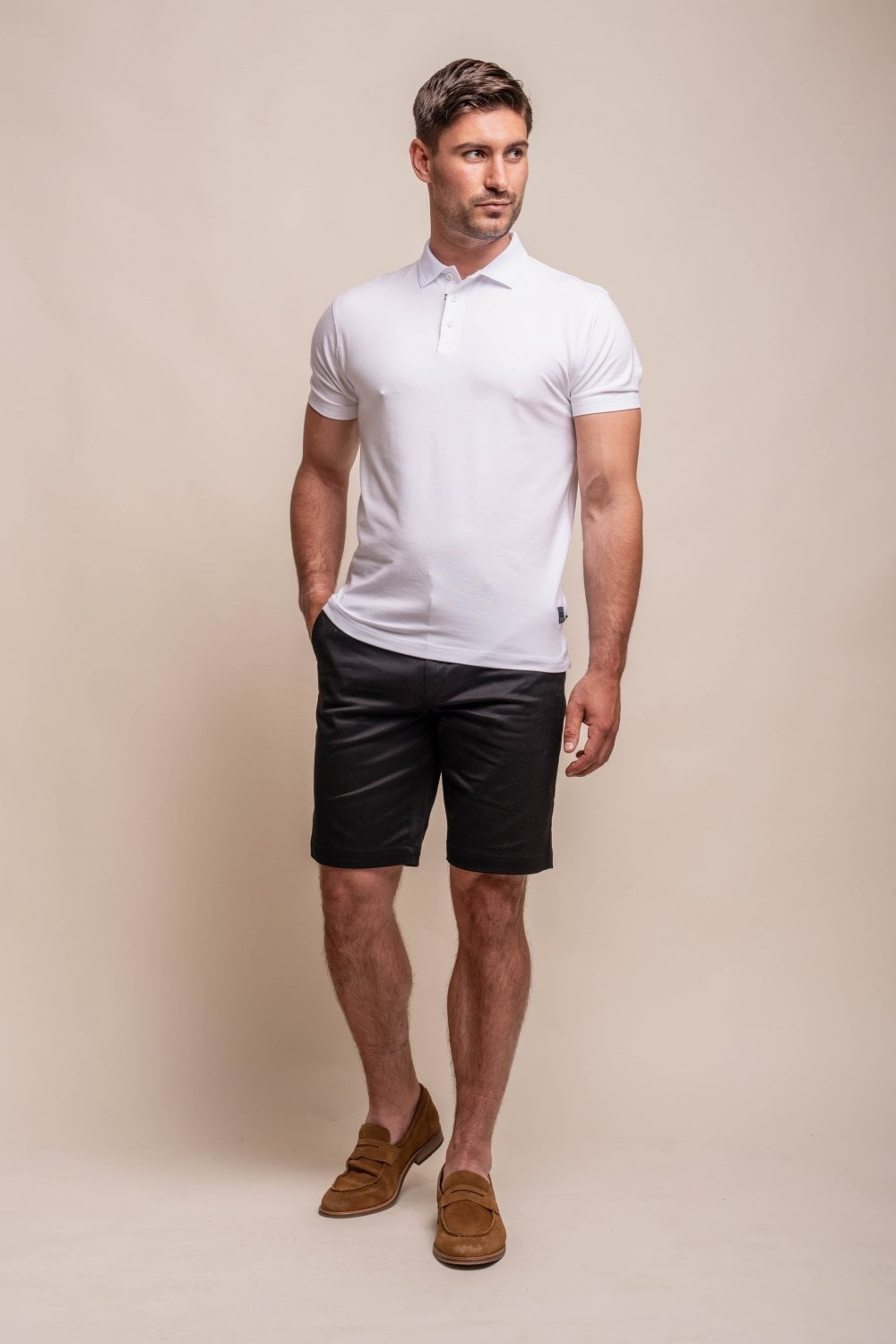 Herren Baumwolle Casual Slim Fit Chino Shorts - DAKOTA - Schwarz