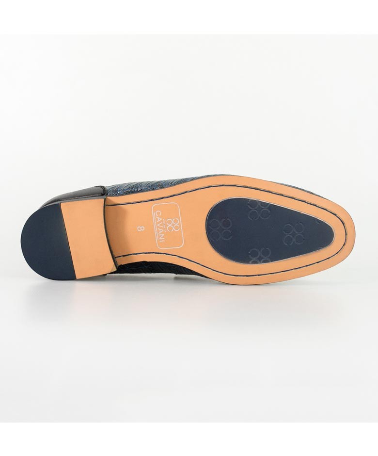 Herren Krokodilgeprägte Quasten-Loafer - BRINDISI - Marineblau