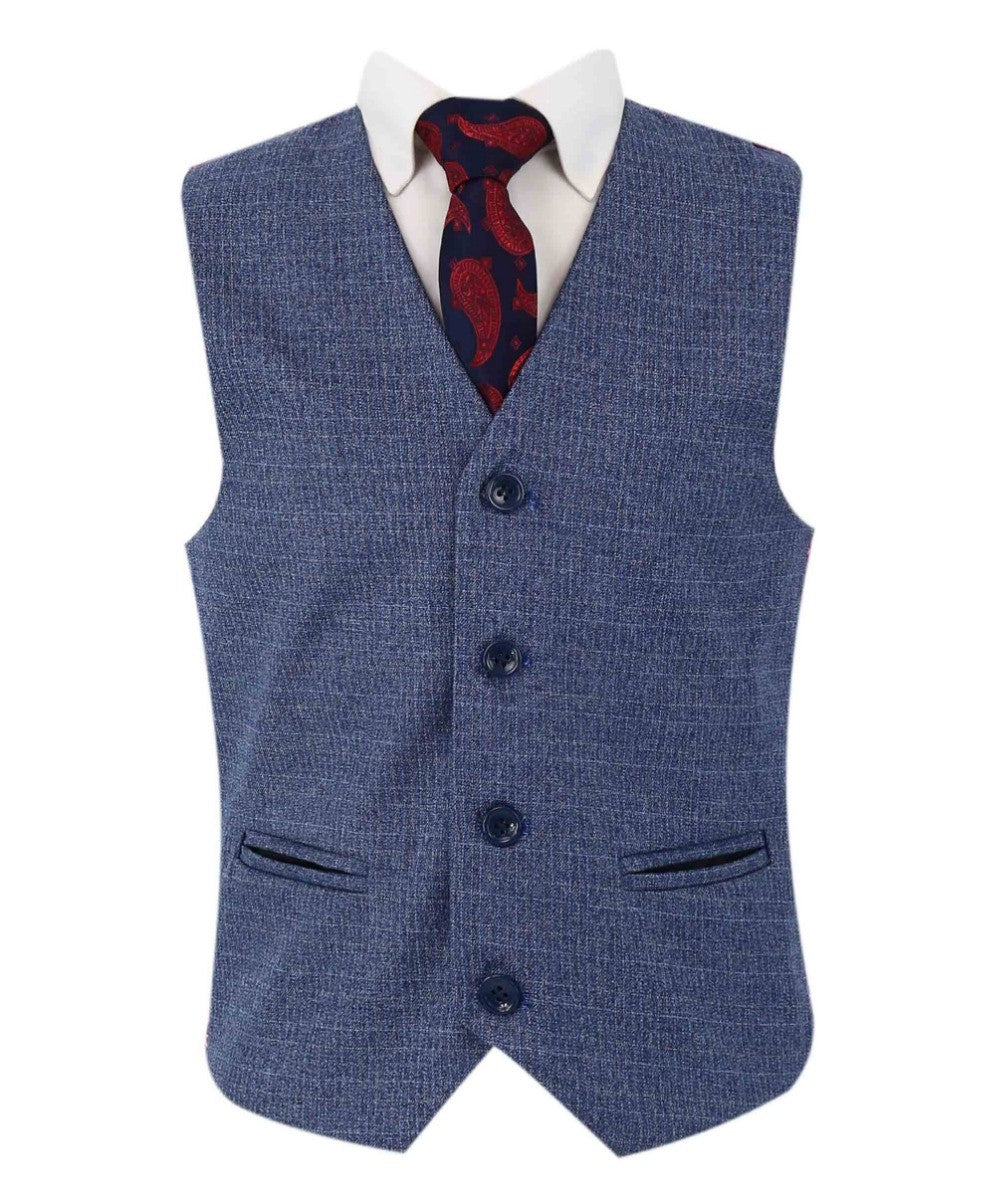 Costume Texturé Tailored Fit Bleu pour Garçons - LONDON - Bleu Denim Moyen