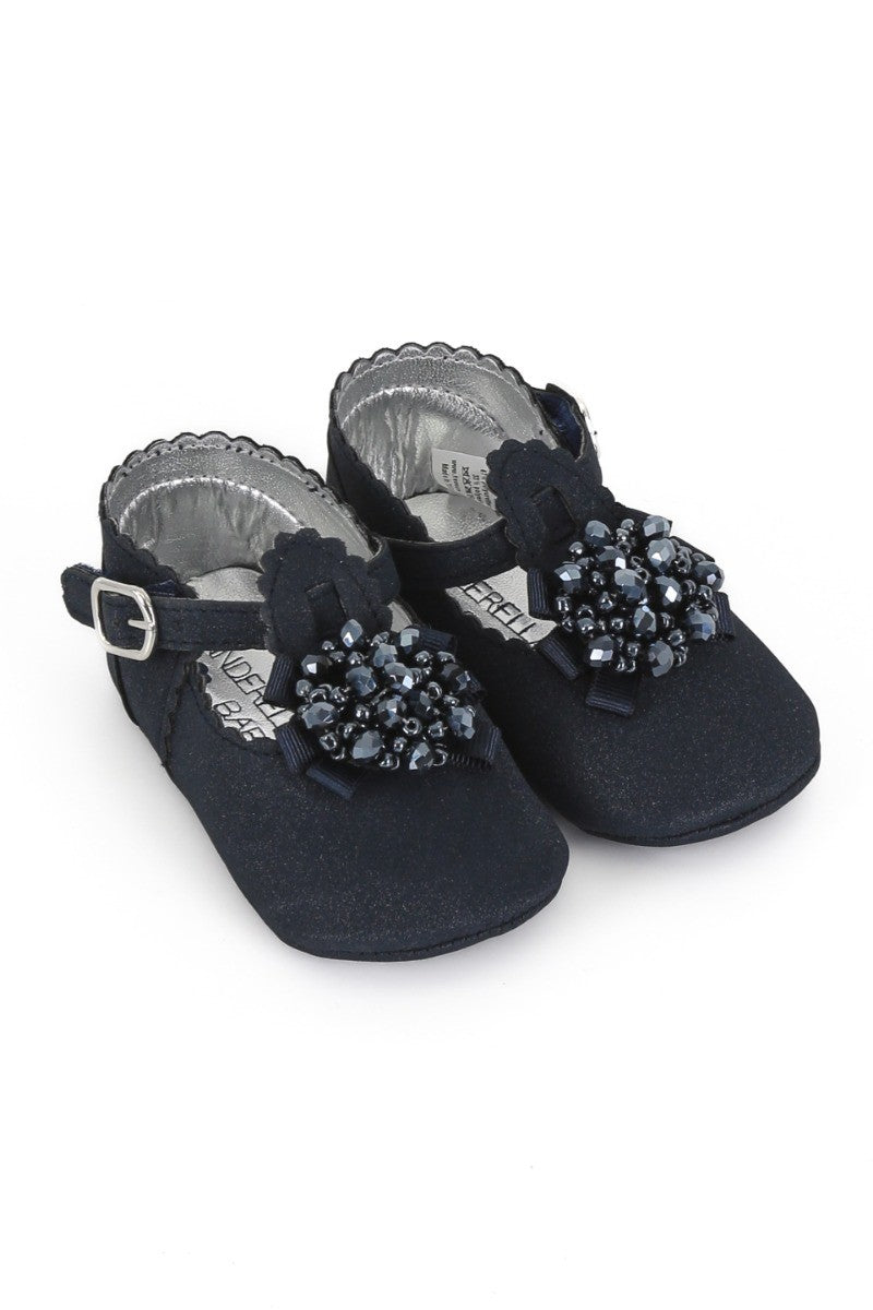 Chaussures pour Bébés Pré-Marchants avec Perles - Bleu Marine