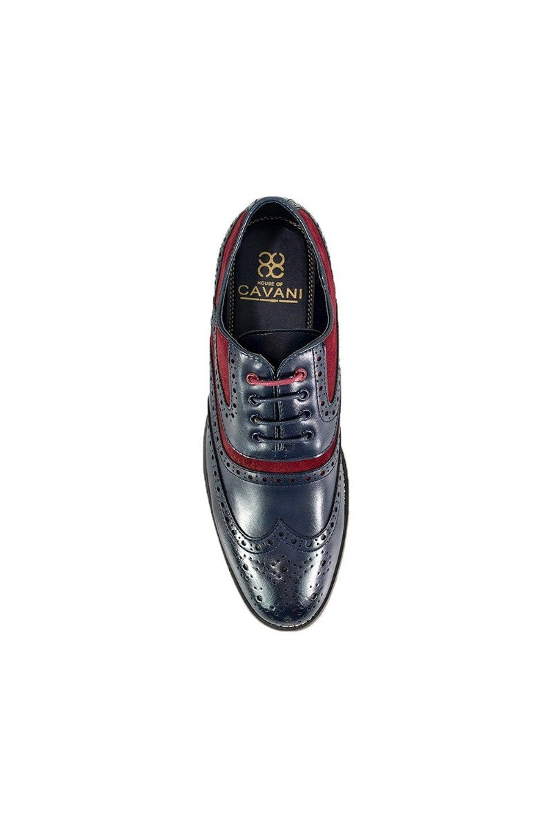 Chaussures Oxford en Daim et Cuir pour Homme - ETHAN - Bleu Marine - Rouge