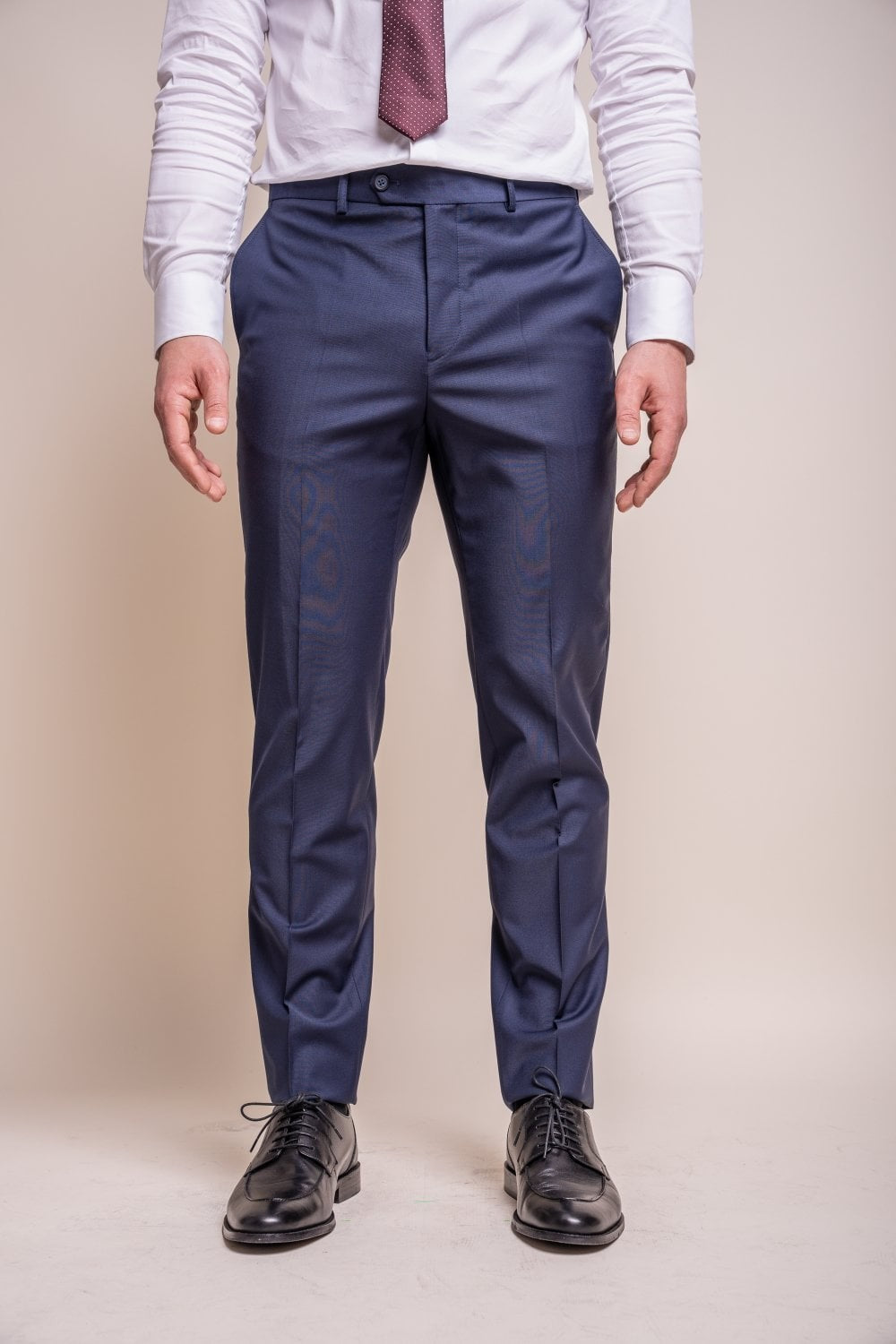 Pantalon en Laine Mélangée Slim Fit pour Homme - BOND - Bleu Marine