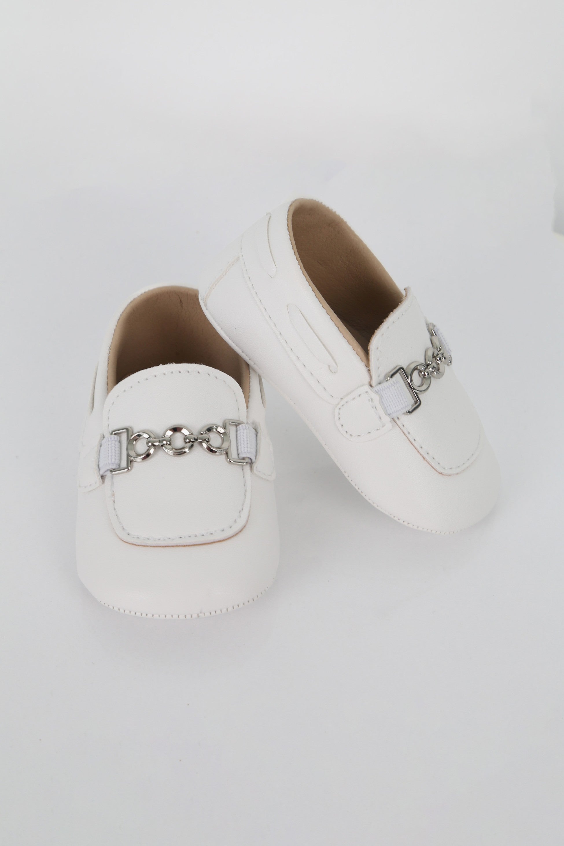 Baby Boys Pre-walker Loafer with Metal Charm - ALDOLFO - White