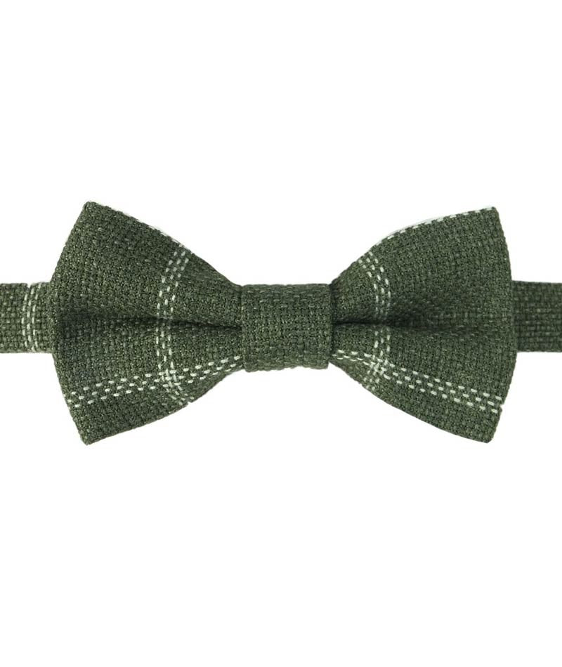 Boys Check Tweed Bow Tie Set - Sage Green