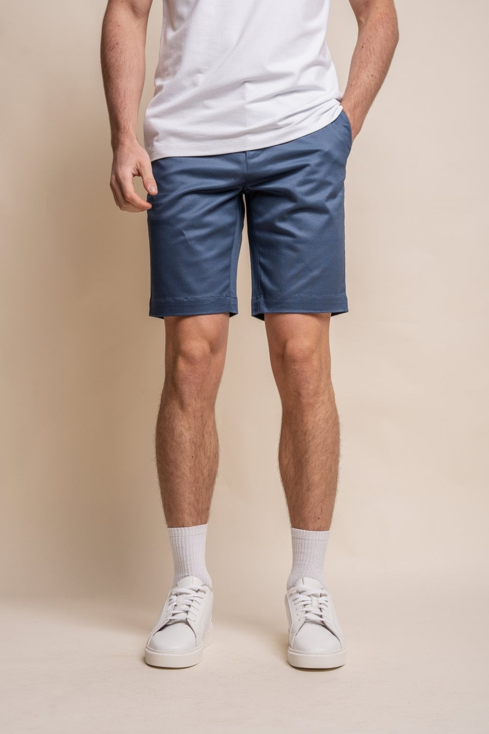 Herren Baumwolle Casual Slim Fit Chino Shorts - DAKOTA - Blau