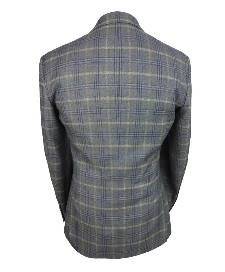 Costume Retro à Motif Check Tailleur pour Homme - KENNETH - Gris - Or