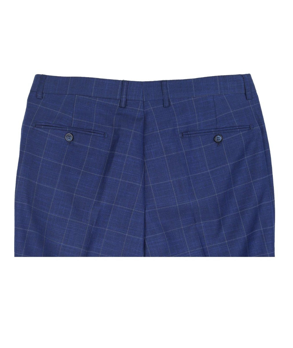 Pantalon à Motif Windowpane pour Homme - ROVER Blue - Bleu