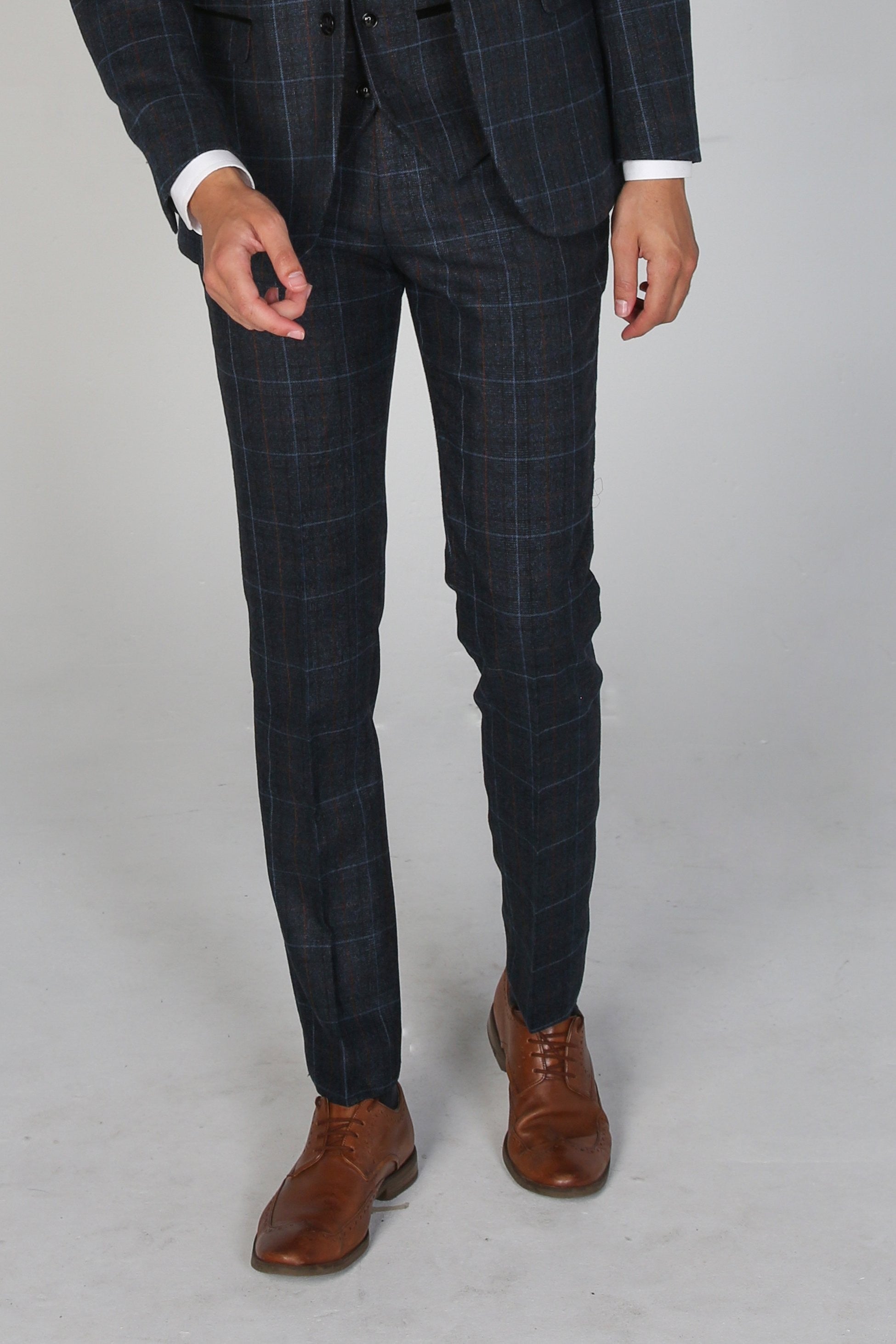 Herren Windowpane Maßgeschneiderter Anzug - HARVEY - Marineblau