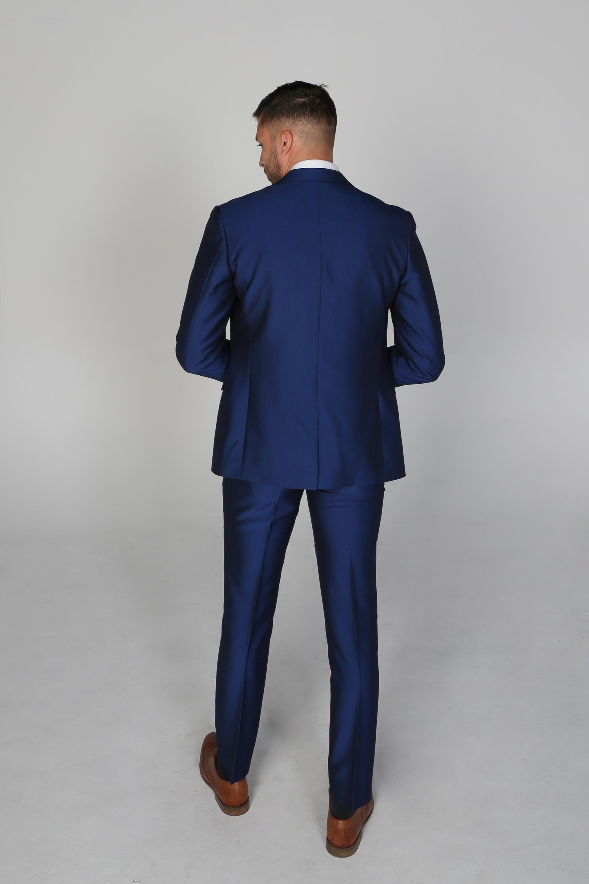 Costume à Effet Satin Bleu Tailleur pour Homme - KINGSLEY - Royal Blue