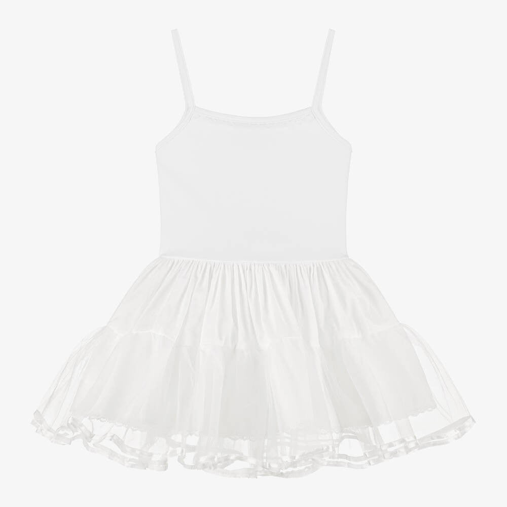 Baby Girl Ballerina Petticoat White Cotton Dress - White