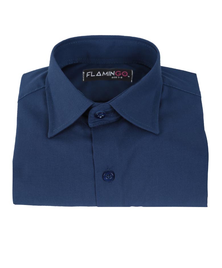 Jungen Baumwoll-Mischgewebe Formelles Hemd - Navyblau