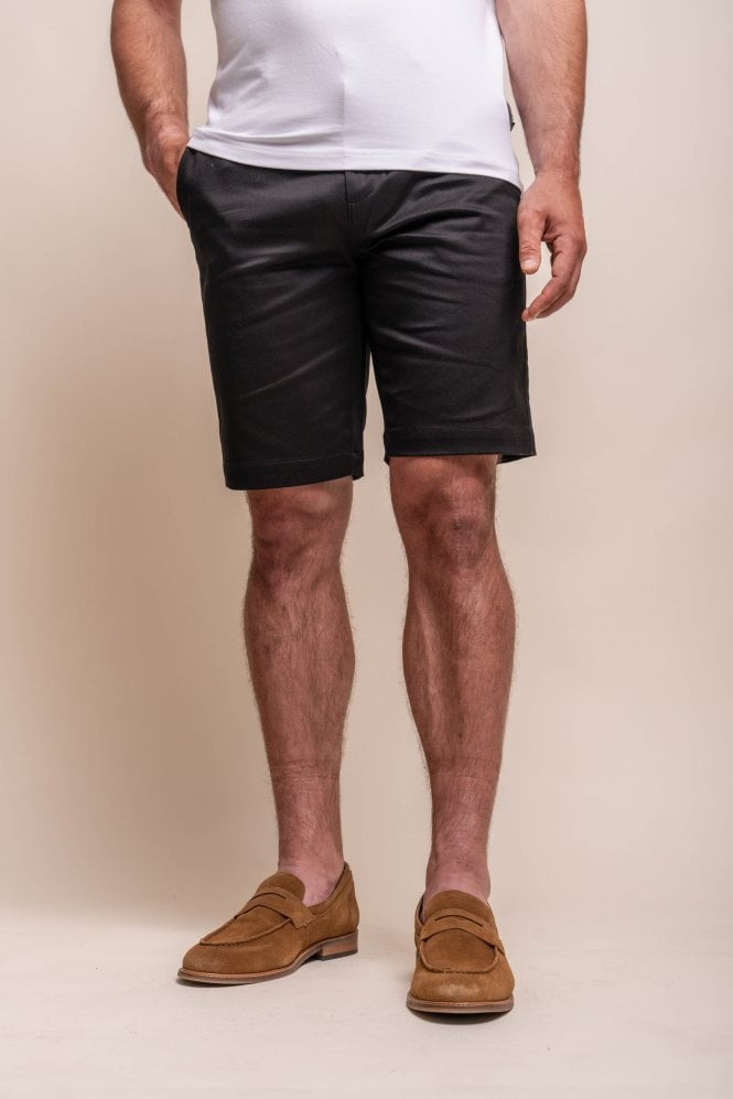 Herren Baumwolle Casual Slim Fit Chino Shorts - DAKOTA - Schwarz