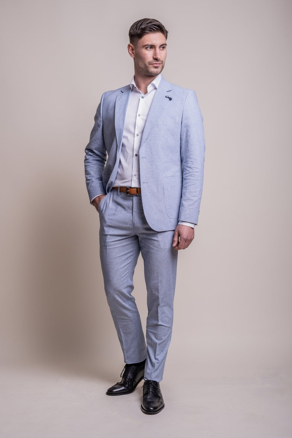 Men's Slim Fit Textured Suit - FREDRIK Blue - Blue