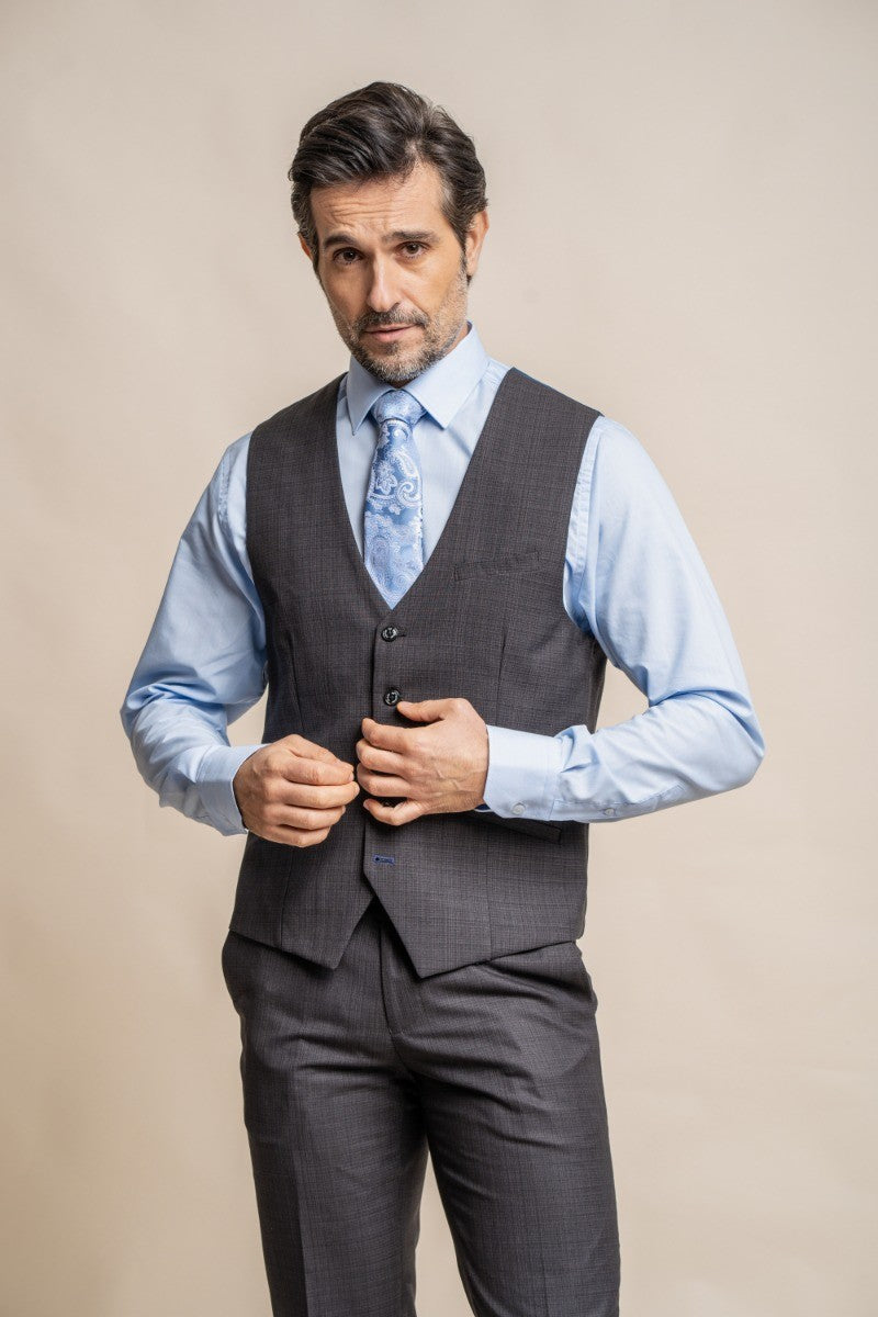 Men's Slim Fit Formal Waistcoat - SEEBA Graphite - Dark Grey