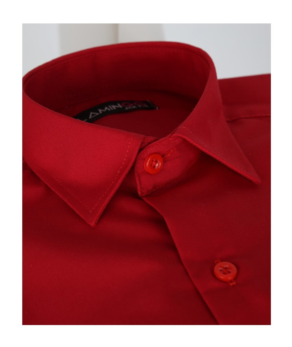 Boys Cotton Blend Formal Shirt - Red