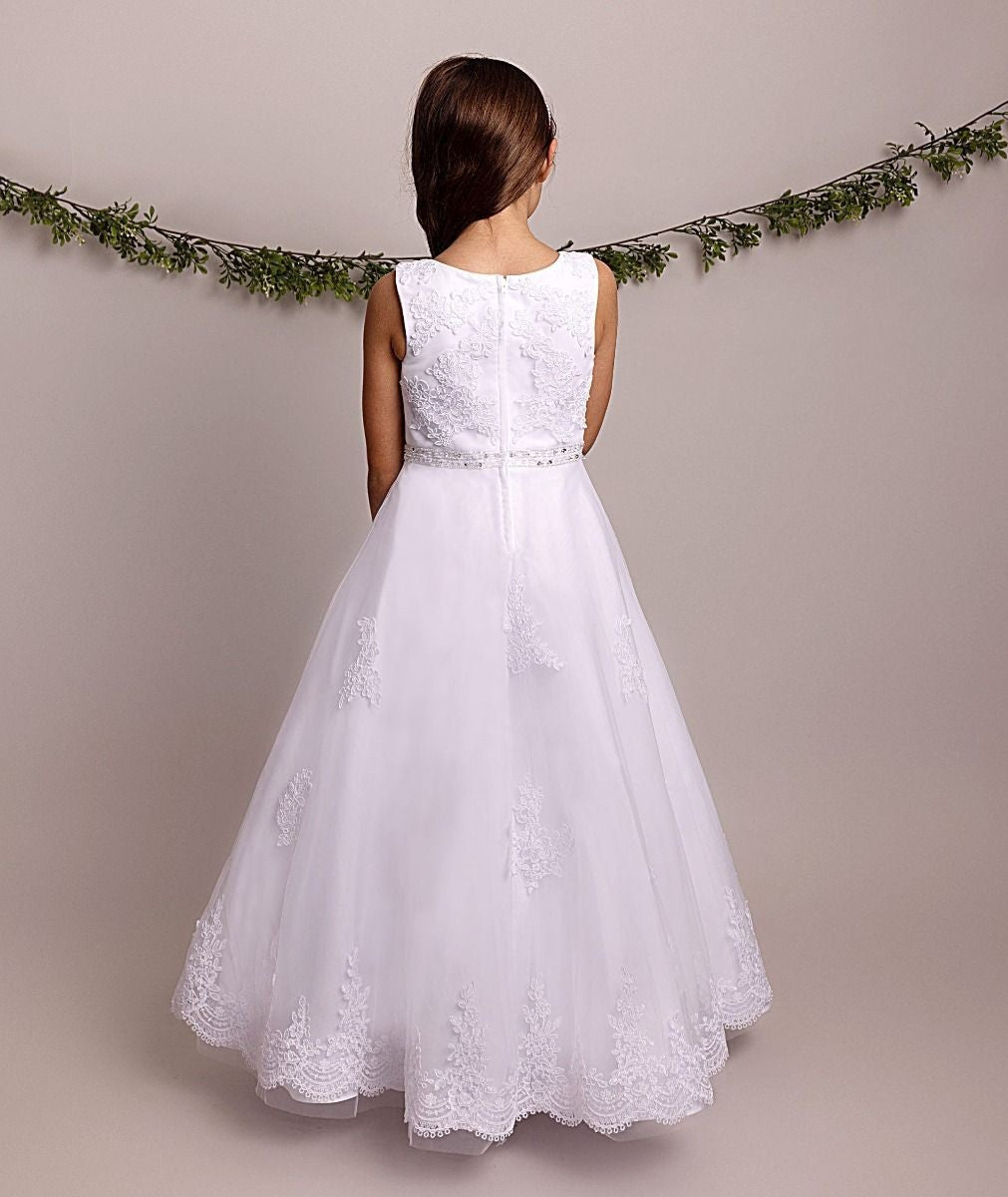 Robe en dentelle et sequins blanche pour filles - FALLON - Blanc