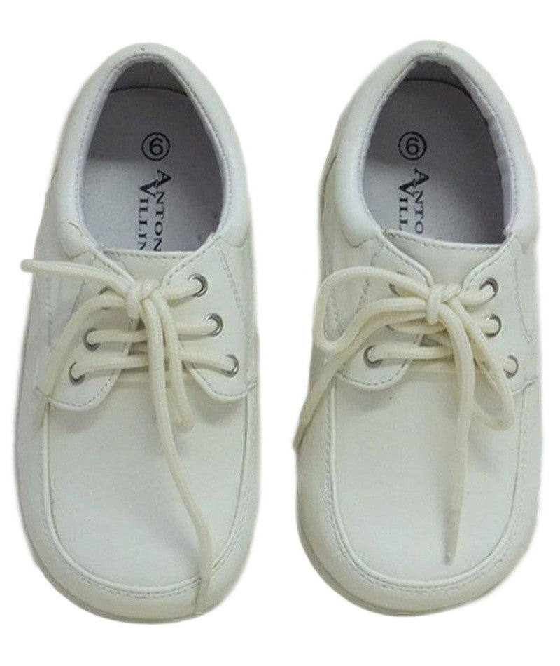 Baby Boys Lace Up Christening Shoes - Ivory