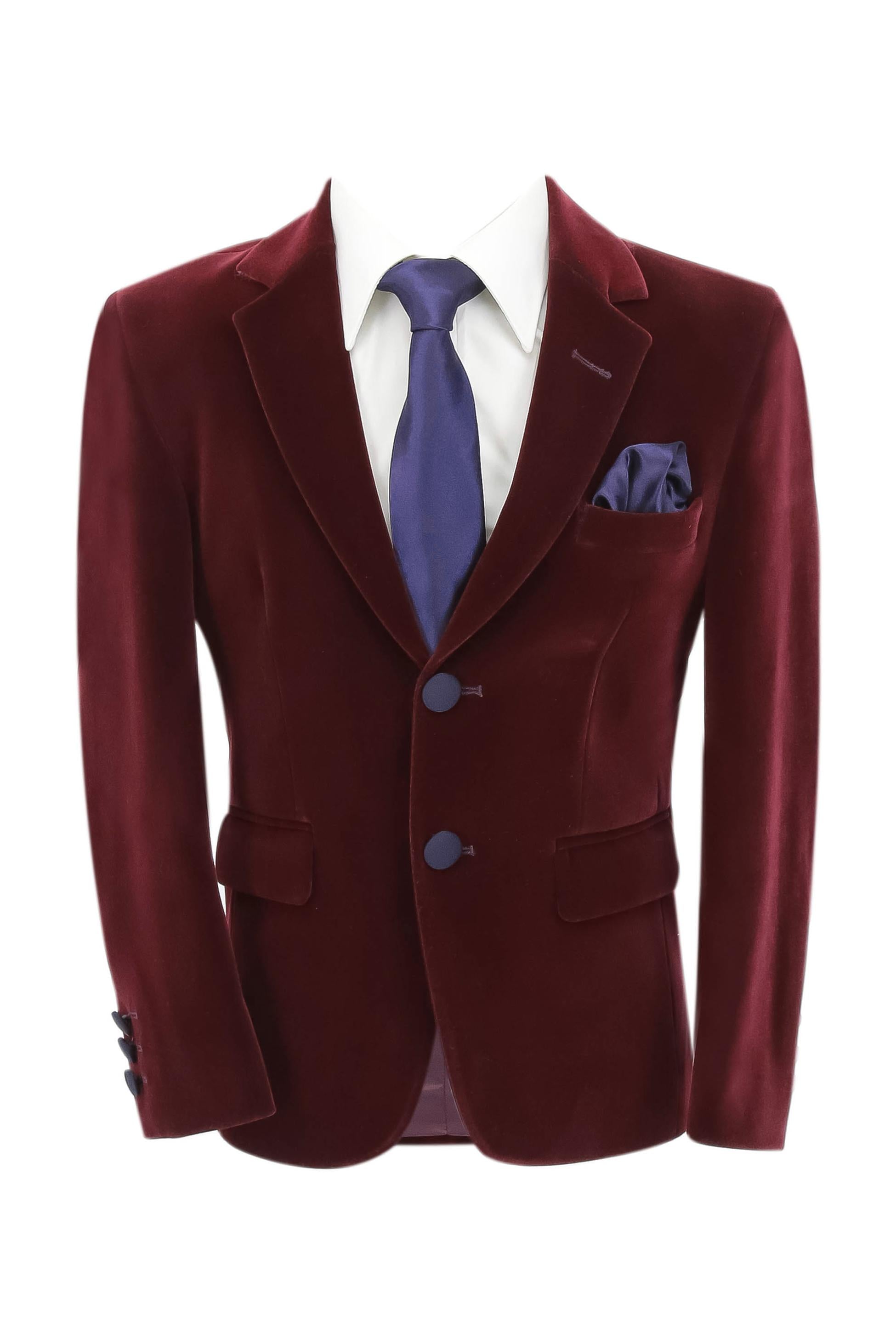 Blazer Formel Slim Fit en Velours pour Garçons - Hackney - Bordeaux