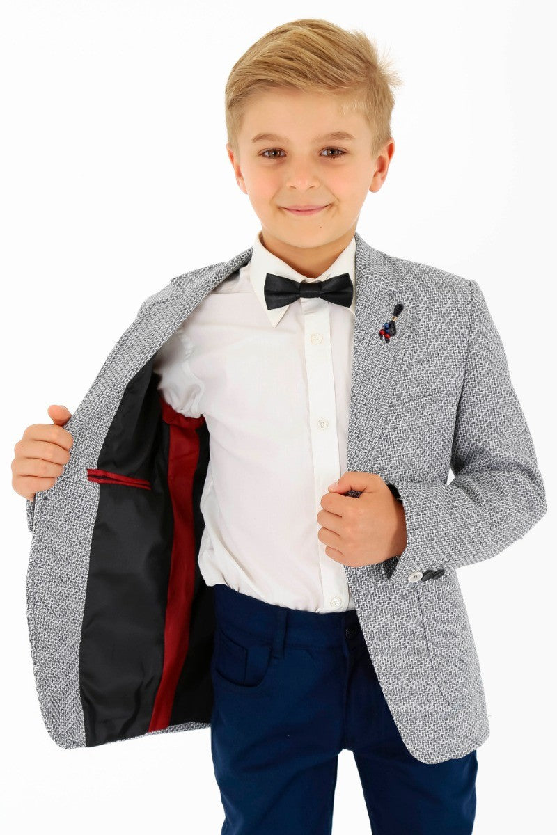 Jungen Einreiher Slim Fit Formal Blazer - GERRARD - Graublau