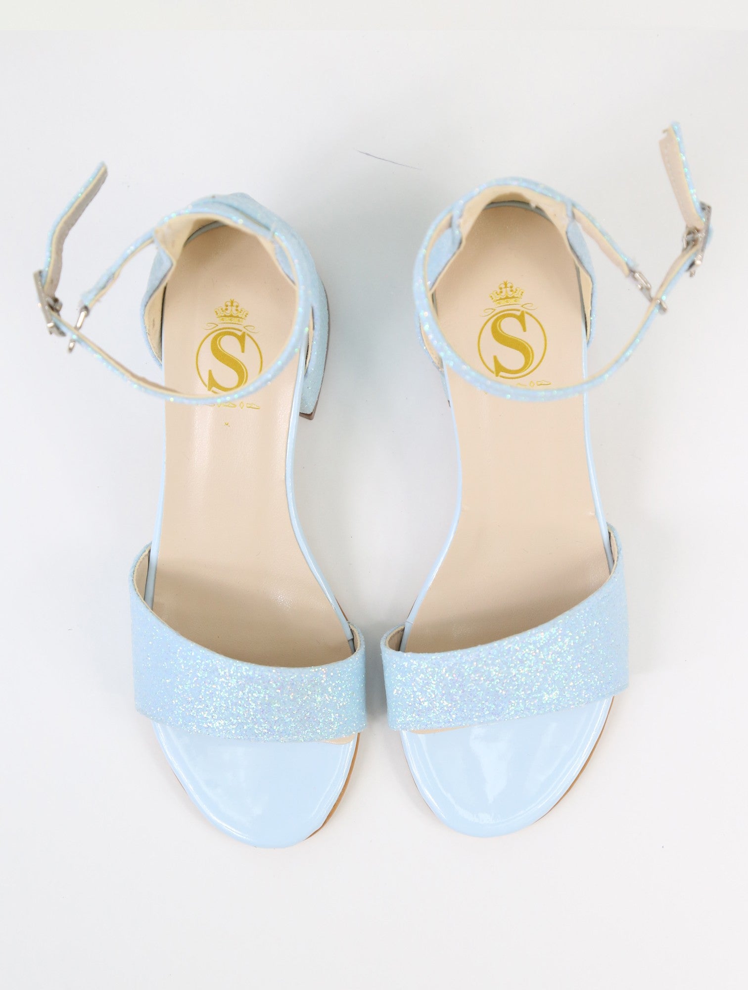 Sandales à Bloc Talon avec Bride à la Cheville pour Filles - SPARKLE - Bleu