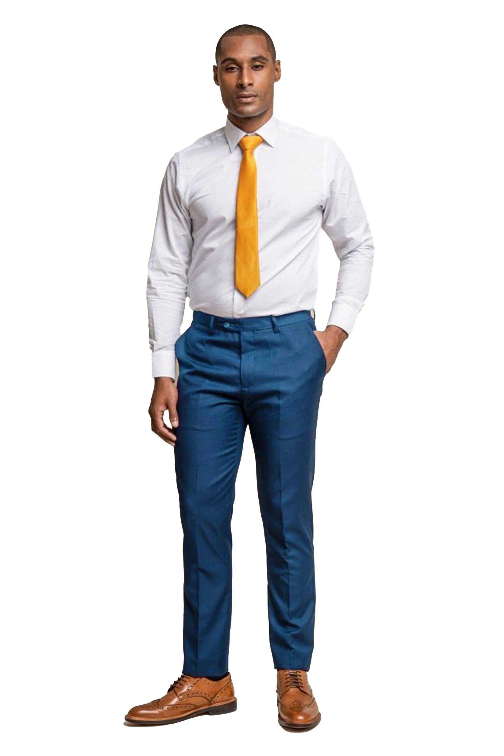 Pantalon bleu marin ajusté pour hommes - JEFFERSON - Bleu Marine