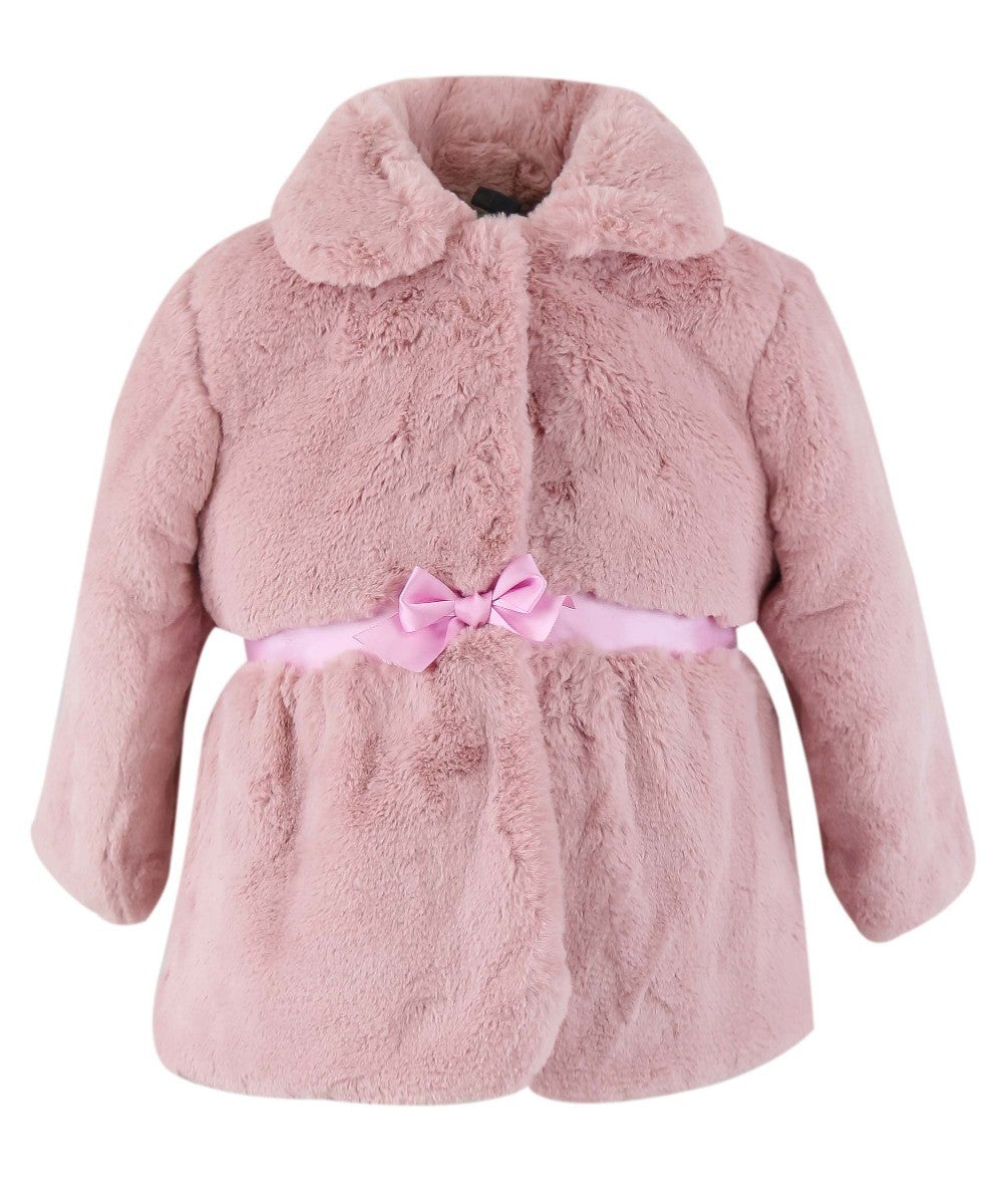 Baby Girls Fur Mid-Length Coat - Pink