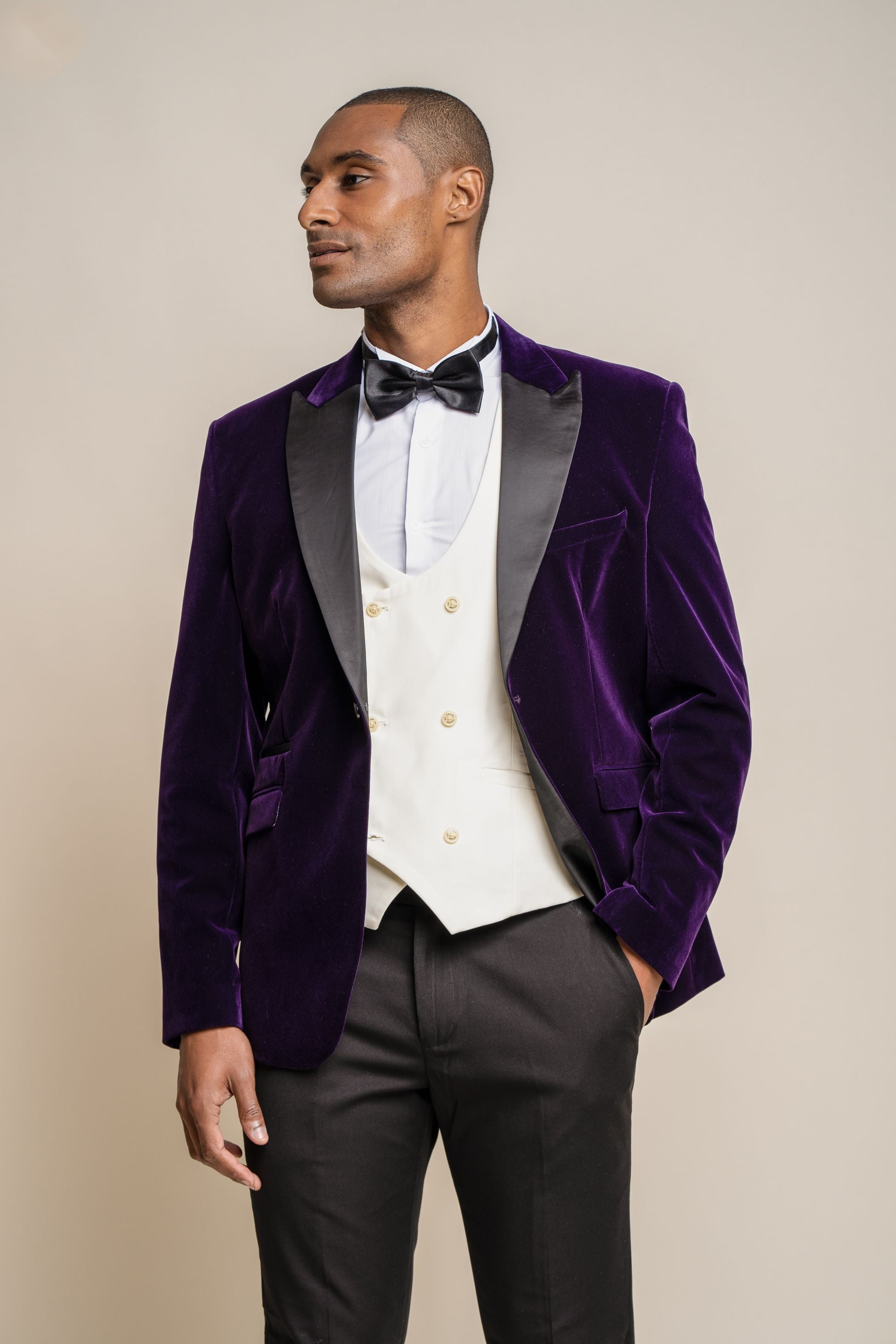 Blazer de Smoking en Velours Slim Fit pour Homme - ROSA - Lilas