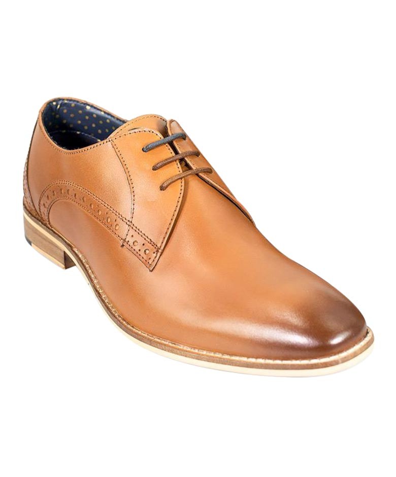 Chaussures Derby en cuir pour hommes - JOHN - Marron Tan