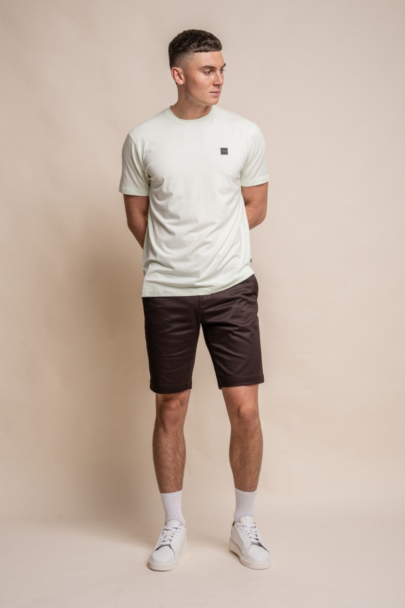 Men's Cotton Casual Slim Fit Chino Shorts - DAKOTA - Chocolate Brown