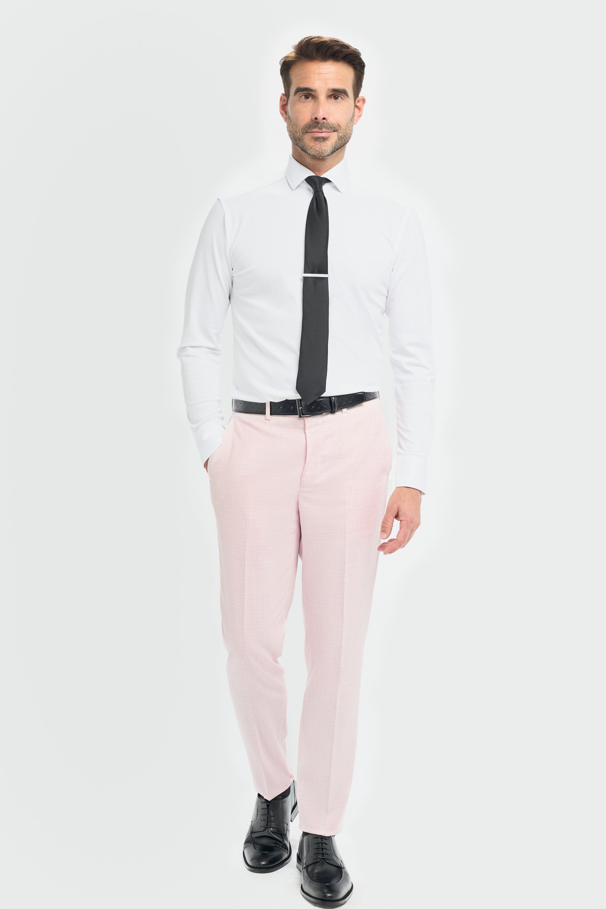 Men’s Slim Fit Textured Formal Trousers - Tropez - Mauve