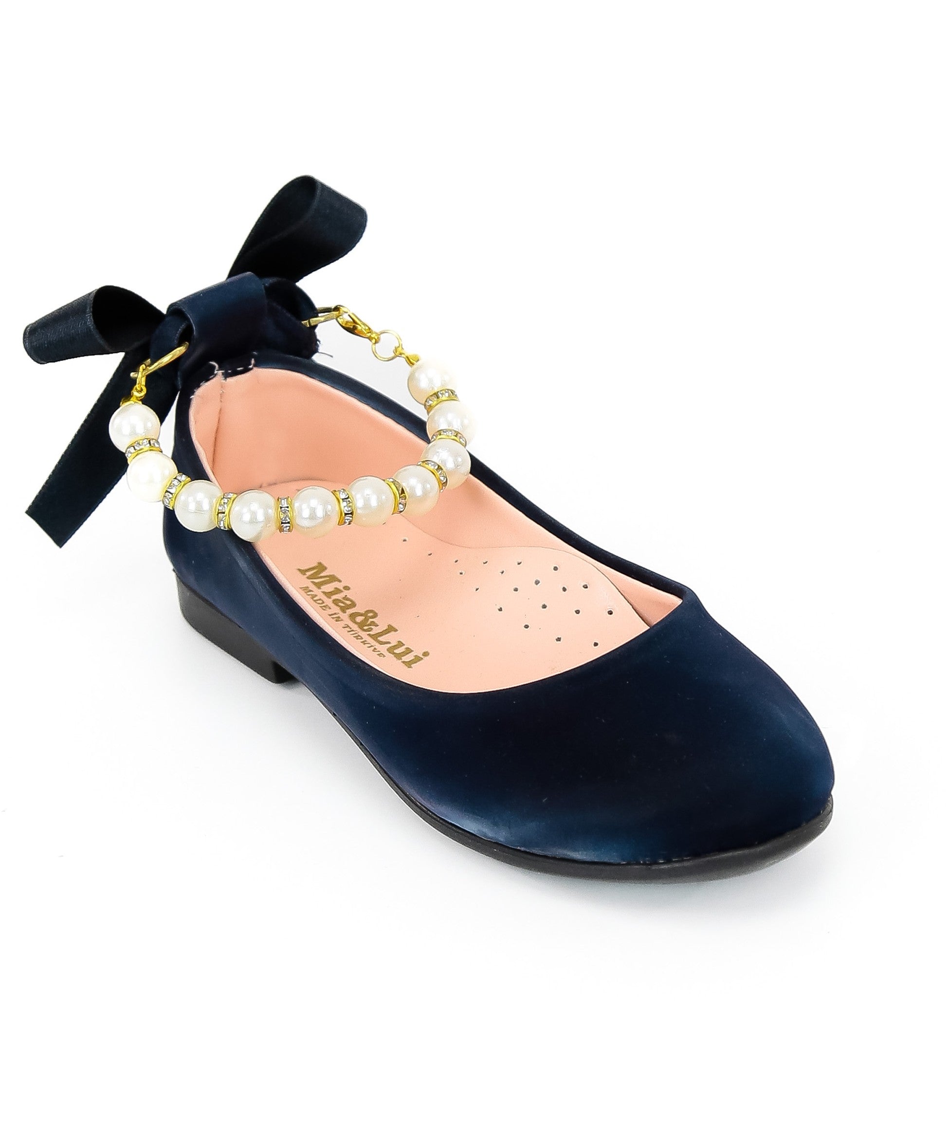 Mädchen Perlen Flache Mary Jane Schuhe - ISABEL - Marineblau