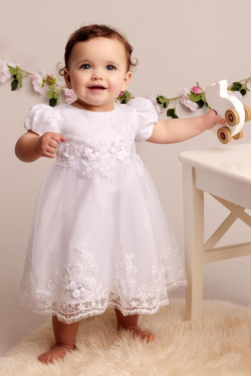 Robe en tulle à manches ballons pour bébés filles - RIYA - Blanc