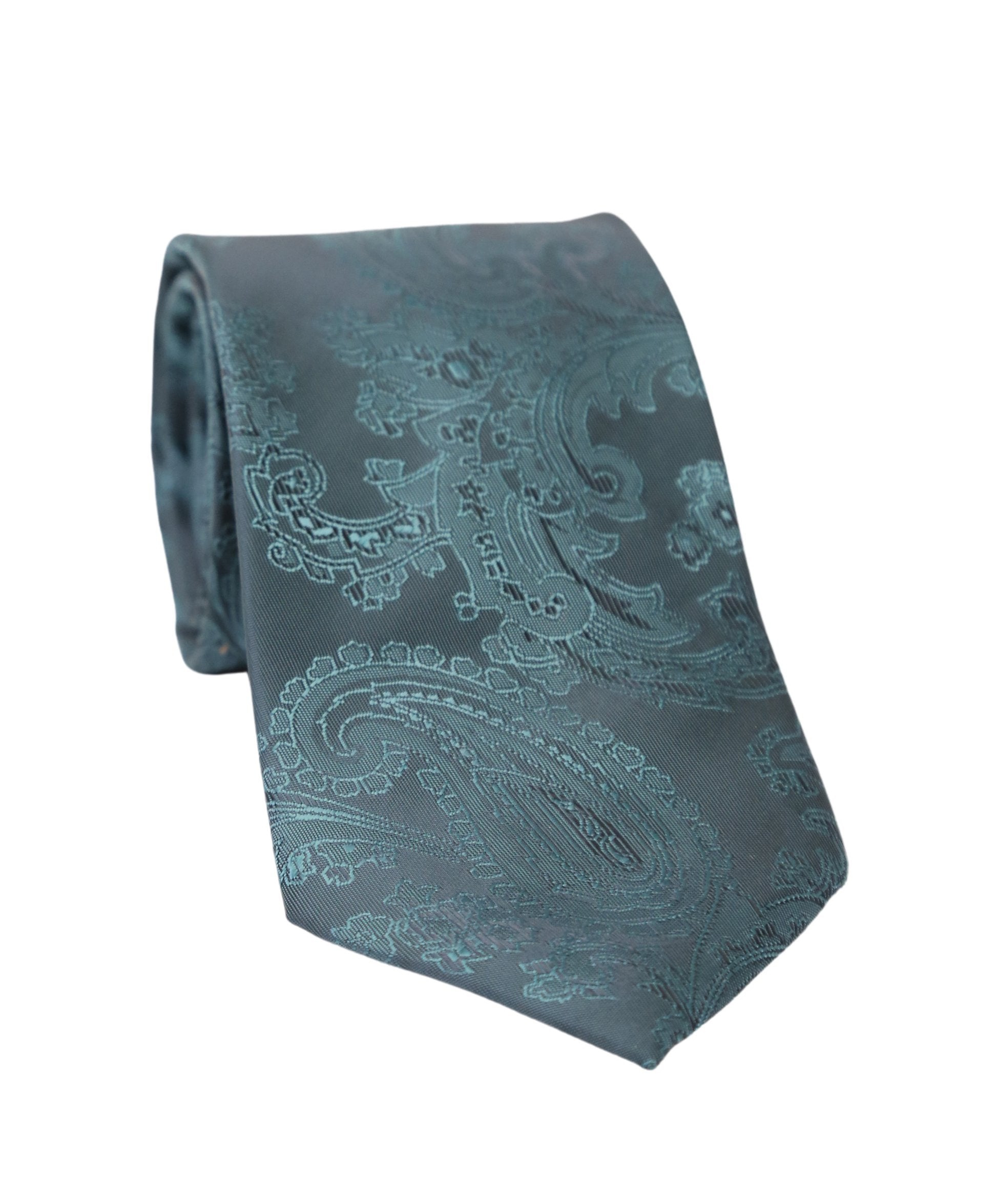 Ensemble cravate et boutons de manchette paisley pour hommes - Vert