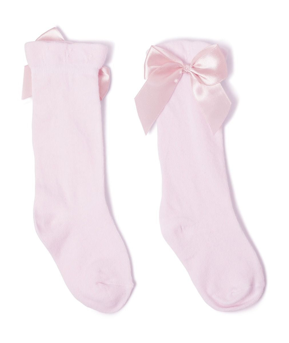 Chaussettes Genoux Hauts à Nœud pour Filles - VICTORIA - Rose