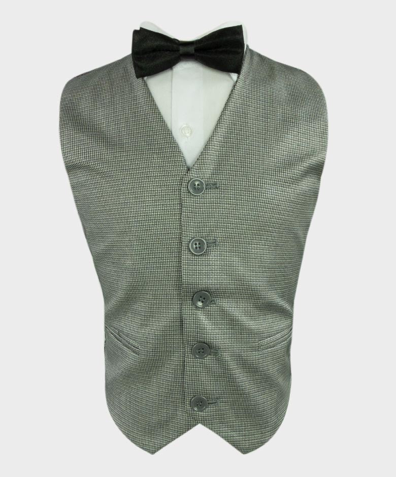 Jungen Tweed Maßgeschneiderter Formalanzug - JACKSON - Grau - Schwarz - Weiß