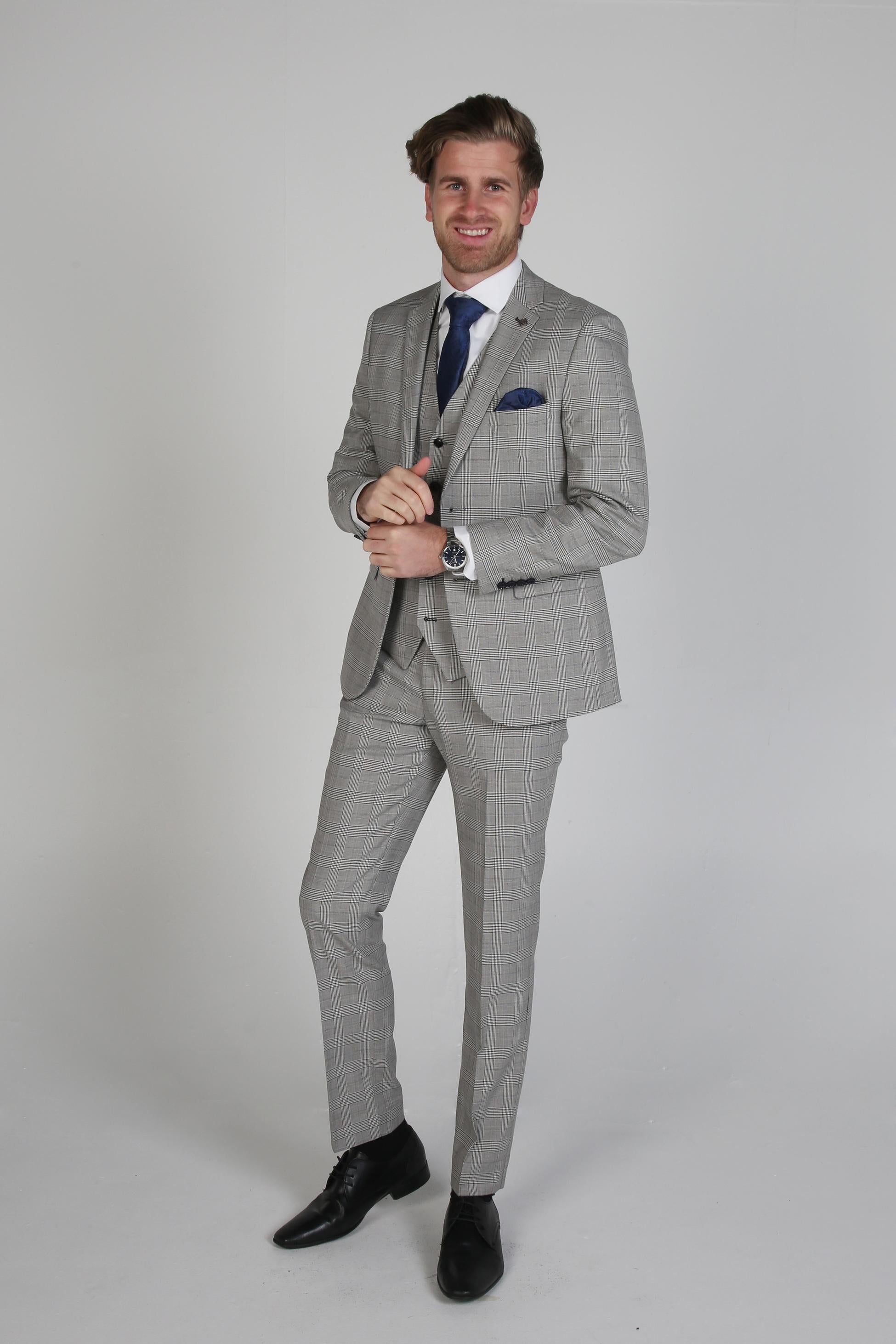 Costume Formel en Tweed à Carreaux Windowpane pour Hommes - HUGO - Gris