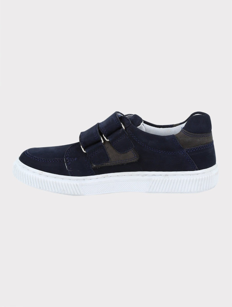 Jungen Wildleder Klettverschluss Sneakers - Navyblau - Grau