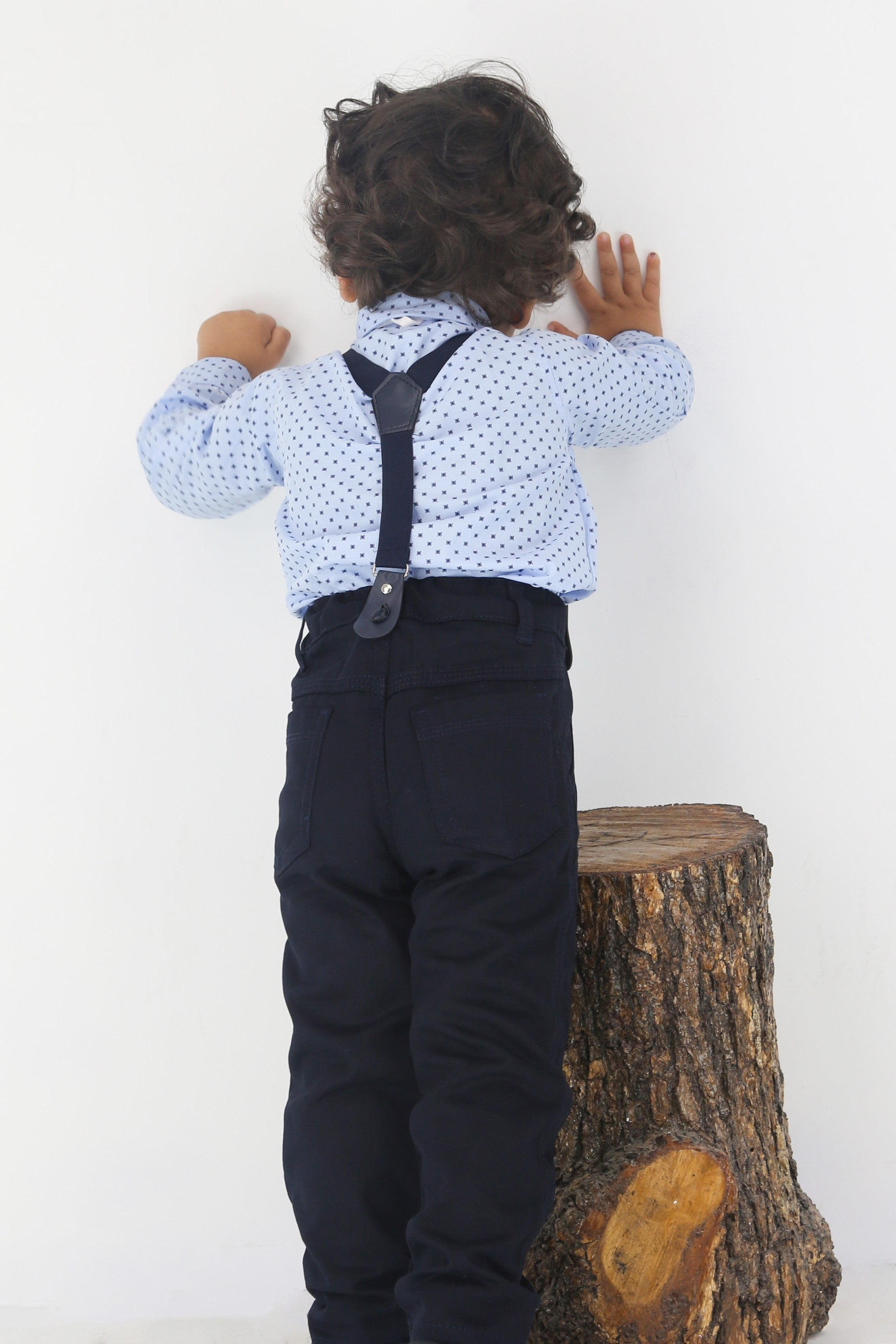 Ensemble de gentleman pour bébés et garçons - Ensemble de costume avec bretelles et pantalon 4 pièces - KELEBEK - Bleu Clair - Marine