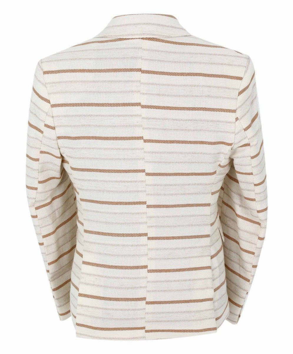 Jungen Slim Fit Gestreifter Blazer - Beige - Braun