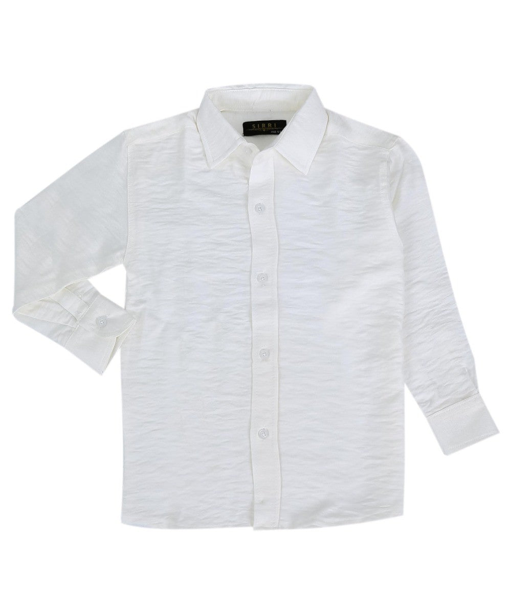 Chemise Classique en Coton et Lin pour Garçons - Ivoire Crème