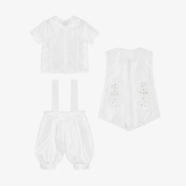 Luxuriöses Babyjunge Weißes Taufoverall-Set - 605 - Weiß