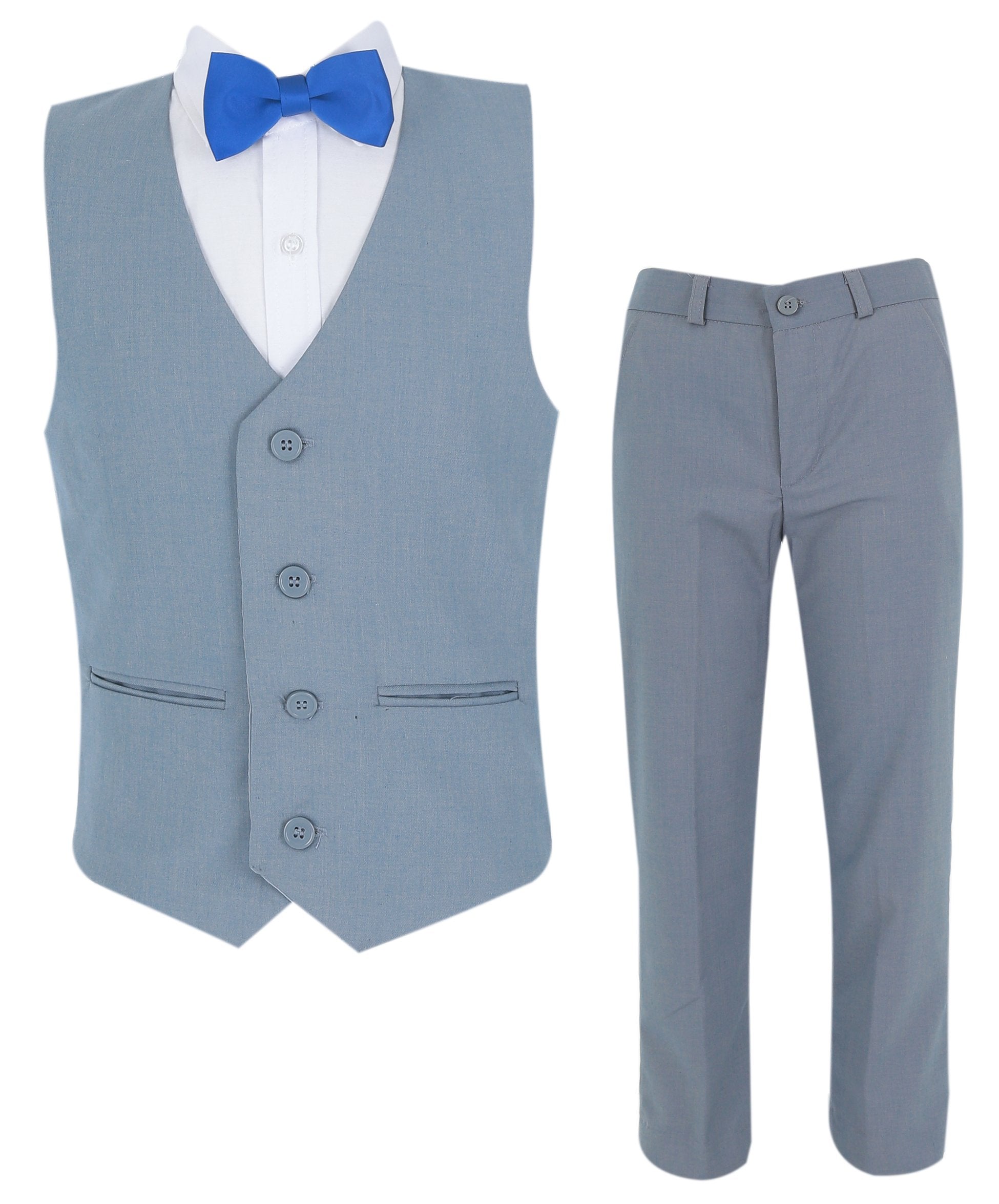 Ensemble Costume d'Été avec Gilet 4 Pièces pour Garçons - Gris