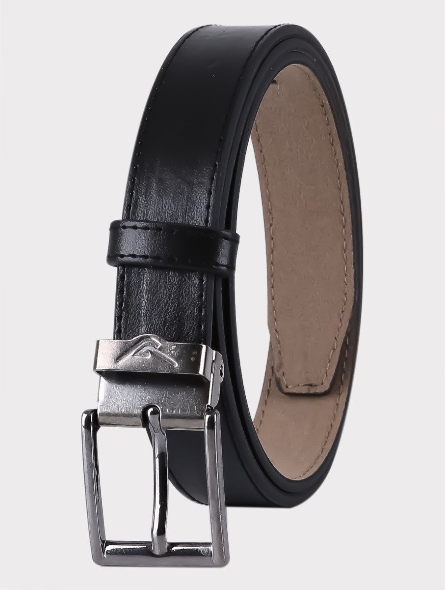 Boys Adjustable Leather Belt - Matte Black