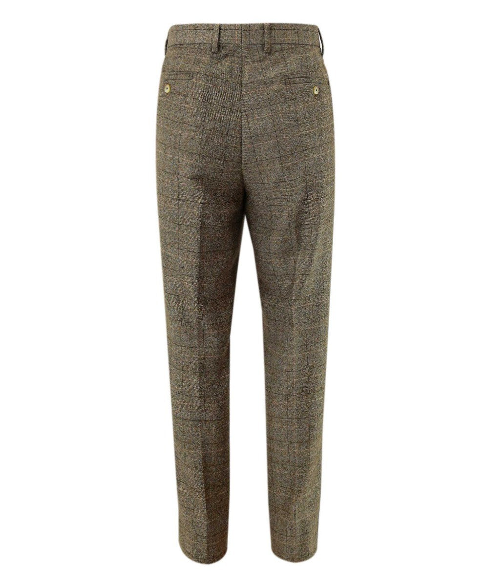 Herren Tweed Fensterrahmen Karo Hose - MARCELLO DANIEL 5471T BEIGE - Beige