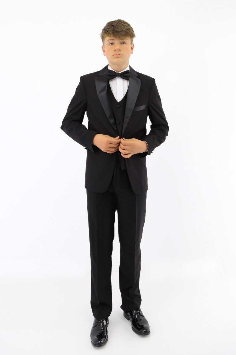 Jungen Glanzrevers Tuxedo Anzug - Schwarz